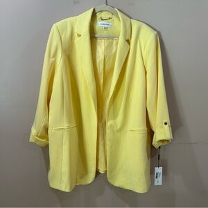 NWT Calvin Klein Yellow Roll-Tab Sleeve Open-Front Blazer Jacket Women’s Plus 2X